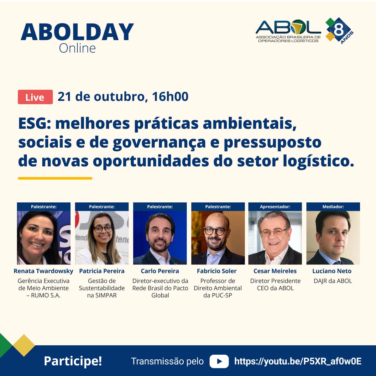 ABOL DAY: ESG - melhores práticas ambientais, sociais e de governança e pressuposto de novas oportunidades do setor logístico
